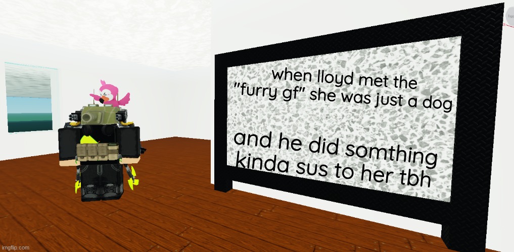 mrbreakchain's announce temp 3 | when lloyd met the "furry gf" she was just a dog; and he did somthing kinda sus to her tbh | image tagged in mrbreakchain's announce temp 3 | made w/ Imgflip meme maker