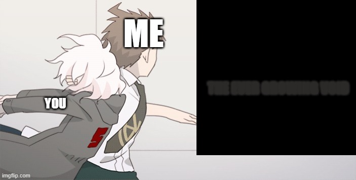 wall slam image ver | ME YOU THE EVER GROWING VOID | image tagged in wall slam image ver | made w/ Imgflip meme maker