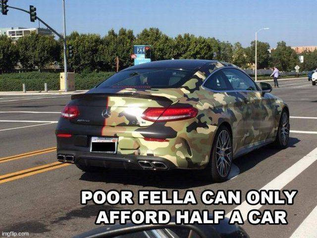 Only see part of a car | image tagged in cars,camouflage | made w/ Imgflip meme maker