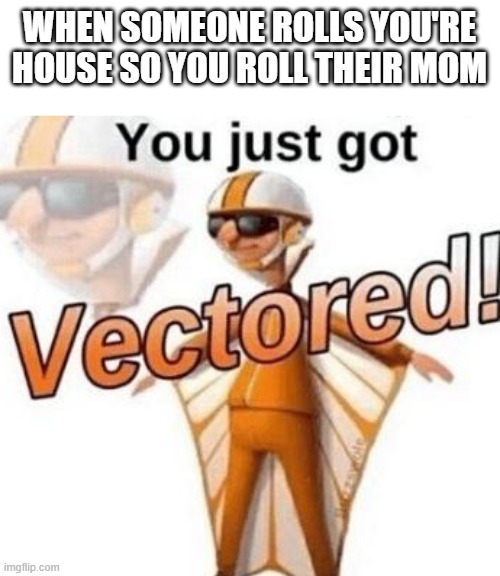 You just got vectored | WHEN SOMEONE ROLLS YOU'RE HOUSE SO YOU ROLL THEIR MOM | image tagged in you just got vectored,memes | made w/ Imgflip meme maker