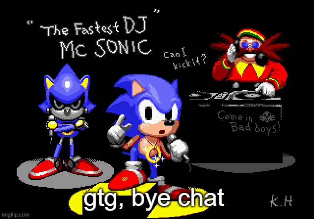 Sonic CD rapper image | gtg, bye chat | image tagged in sonic cd rapper image | made w/ Imgflip meme maker