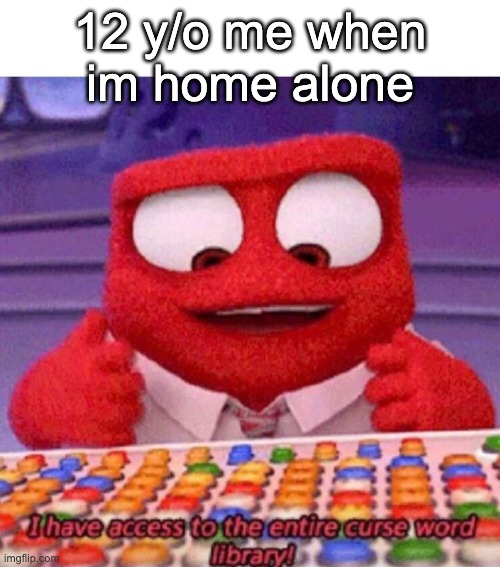 I have access to the entire curse world library | 12 y/o me when im home alone | image tagged in i have access to the entire curse world library | made w/ Imgflip meme maker