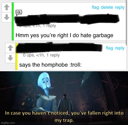On another topic, furries support LGBTQ (at least most of them tho) | image tagged in megamind trap template,memes,it's a trap,based,funny,anti furry | made w/ Imgflip meme maker