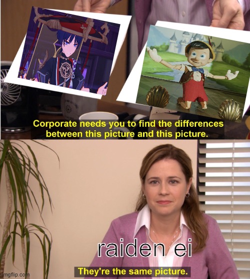 raiden ei | raiden ei | image tagged in memes,they're the same picture | made w/ Imgflip meme maker