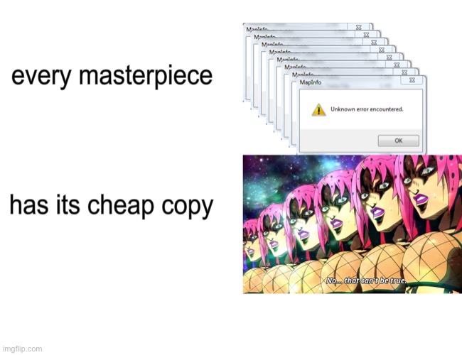 amazing | image tagged in jojo's bizarre adventure,every masterpiece has its cheap copy | made w/ Imgflip meme maker