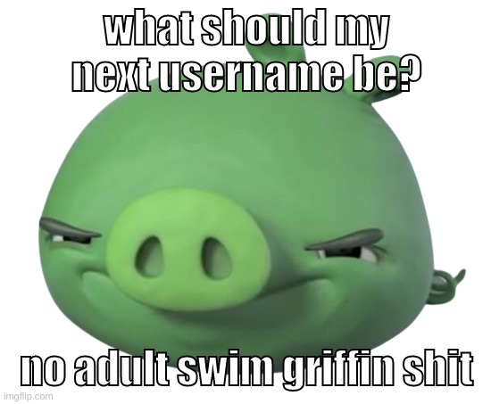 im thinking of -frenchbread- | what should my next username be? no adult swim griffin shit | image tagged in memes,funny,pig,username,question,no stupid answers | made w/ Imgflip meme maker