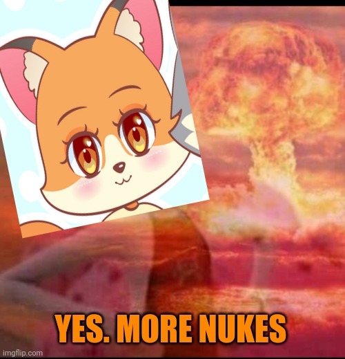 Foxes love nuclear bombs | YES. MORE NUKES | image tagged in funny because it's true,foxes,love,nukes | made w/ Imgflip meme maker