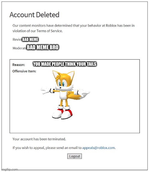 Banned from Roblox (FOREVER!!) - Imgflip