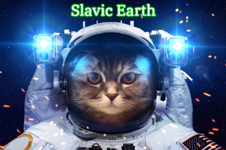 Space Cat 2 | Slavic Earth | image tagged in space cat 2,slavic | made w/ Imgflip meme maker