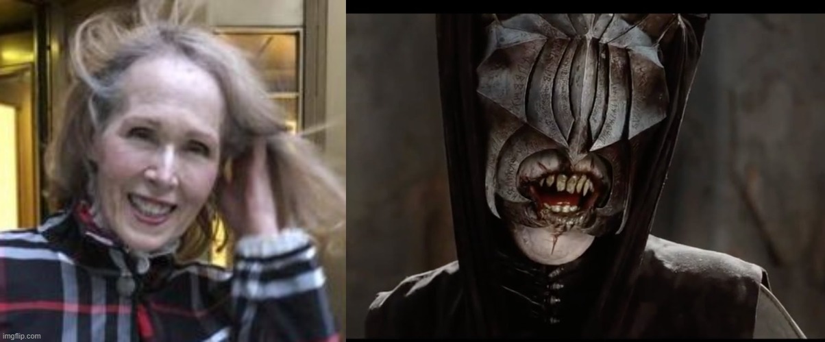 Does Life Imitate Art? (E. Jean Carroll) | image tagged in mouth of sauron,lawsuit,trump,witch hunt,e jean carroll | made w/ Imgflip meme maker