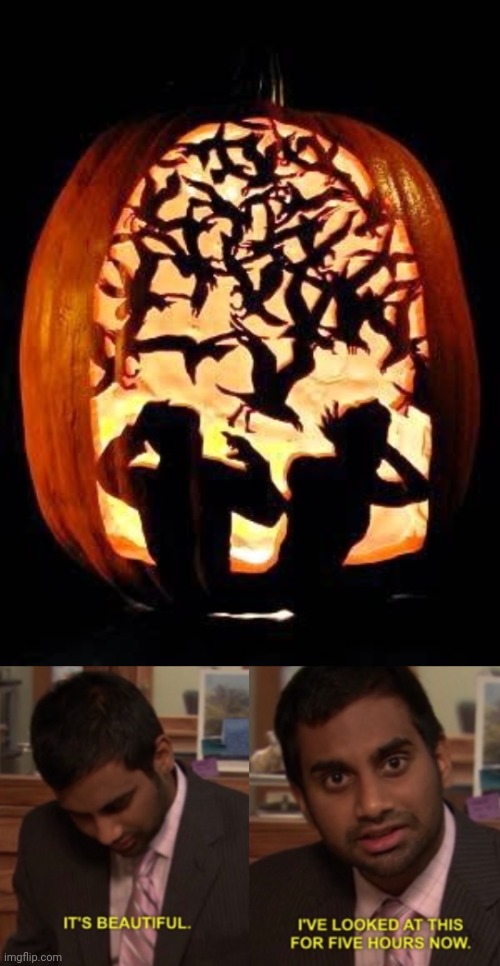 The pumpkin optical illusion | image tagged in i've looked at this for 5 hours now,pumpkin,jack-o'-lantern,optical illusion,memes,birds | made w/ Imgflip meme maker