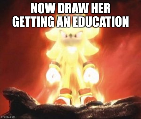 Super Shadow | NOW DRAW HER GETTING AN EDUCATION | image tagged in super shadow | made w/ Imgflip meme maker