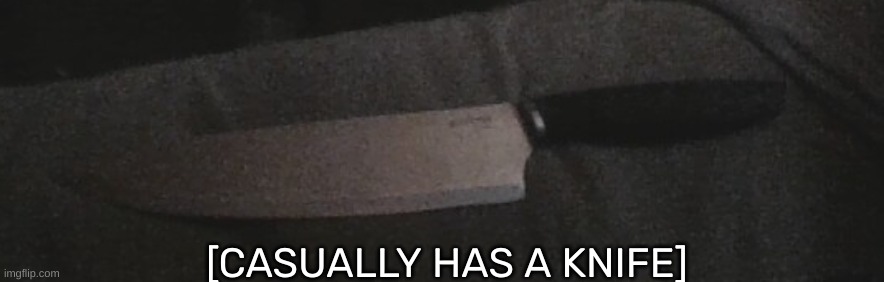 [CASUALLY HAS A KNIFE] | image tagged in idk,stuff,s o u p,carck | made w/ Imgflip meme maker
