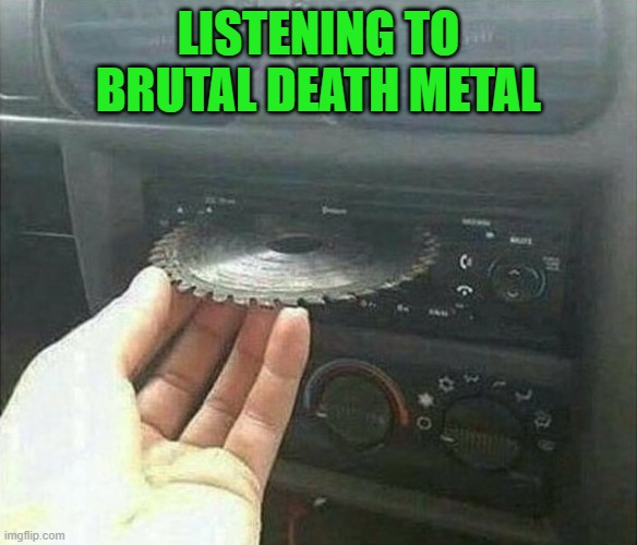 LISTENING TO BRUTAL DEATH METAL | image tagged in metal | made w/ Imgflip meme maker