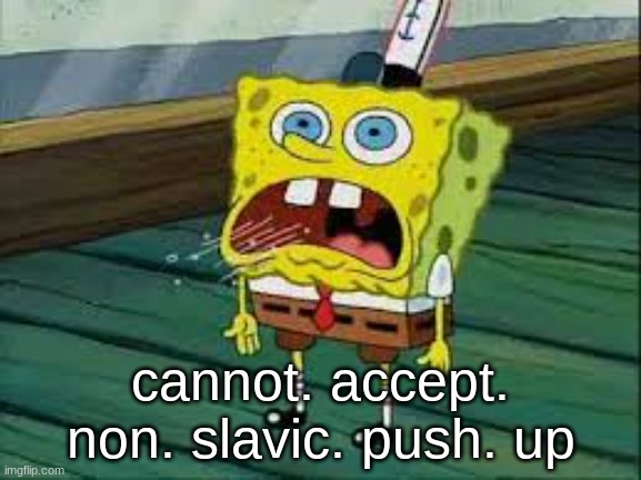 Hyperventilating | cannot. accept. non. slavic. push. up | image tagged in hyperventilating | made w/ Imgflip meme maker