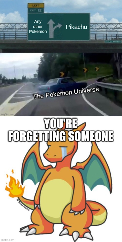 here you go Scary_Ace | YOU'RE FORGETTING SOMEONE | image tagged in charizard scared crying | made w/ Imgflip meme maker