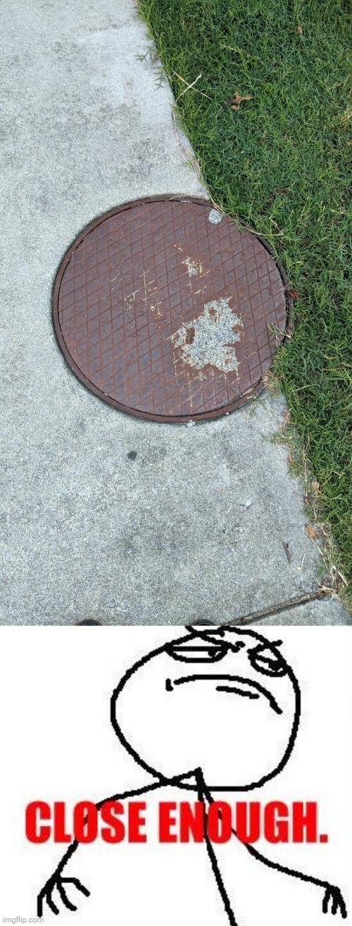 Part of the manhole on the grass | image tagged in memes,close enough,you had one job,grass,ground,manhole | made w/ Imgflip meme maker