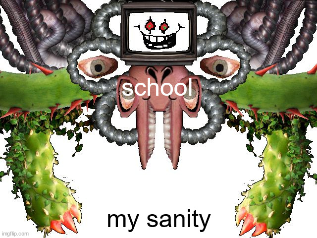 Eventual Prevalence | school; my sanity | image tagged in omega flowey | made w/ Imgflip meme maker
