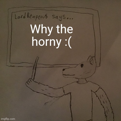 LordReaperus says | Why the horny :( | image tagged in lordreaperus says | made w/ Imgflip meme maker