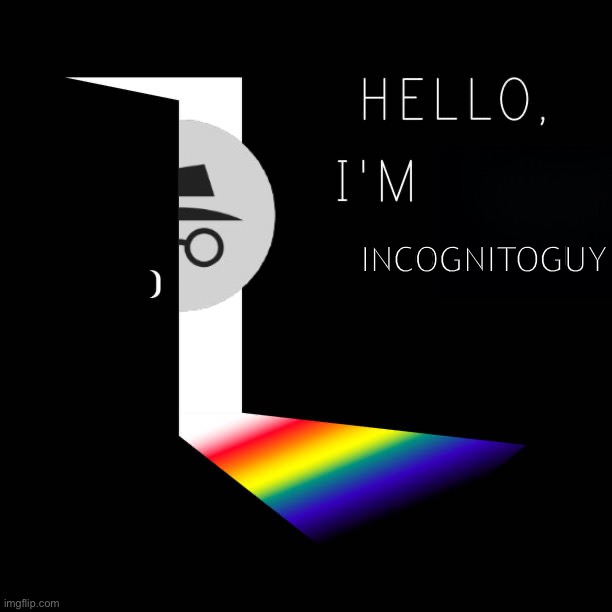 Please everyone join in supporting IncognitoGuy as he opens up and takes his first steps out. | INCOGNITOGUY | image tagged in hello i m gay,hello,im,incognitoguy,coming,out | made w/ Imgflip meme maker