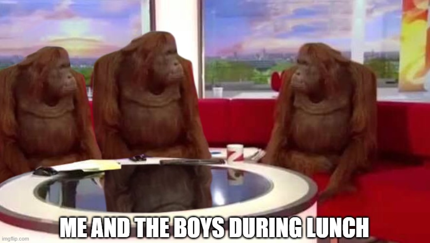 where monkey | ME AND THE BOYS DURING LUNCH | image tagged in where monkey,boys | made w/ Imgflip meme maker