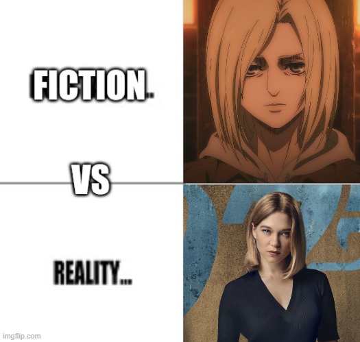 I swear Hajime based Annie off of Lea Seydoux! | image tagged in attack on titan,james bond | made w/ Imgflip meme maker