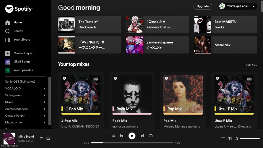 spotify hitting me with that gold home page :sip_coffee: | made w/ Imgflip meme maker