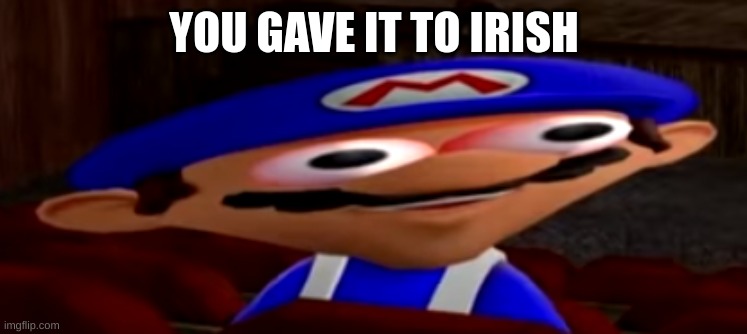 smg4 stare | YOU GAVE IT TO IRISH | image tagged in smg4 stare | made w/ Imgflip meme maker