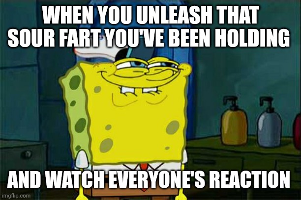 Don't You Squidward Meme | WHEN YOU UNLEASH THAT SOUR FART YOU'VE BEEN HOLDING; AND WATCH EVERYONE'S REACTION | image tagged in memes,don't you squidward | made w/ Imgflip meme maker