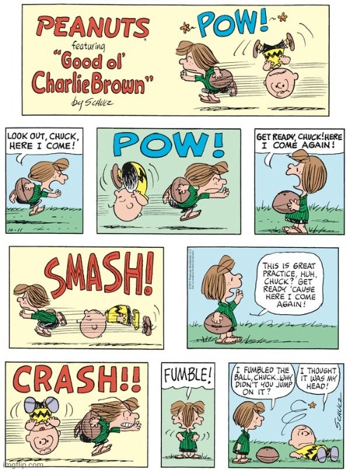 POW | image tagged in peanuts,charlie brown,football,comics,comic,comics/cartoons | made w/ Imgflip meme maker