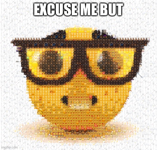 Nerd emoji made out of emojis |  EXCUSE ME BUT | image tagged in excuse me but,nerd,emoji | made w/ Imgflip meme maker