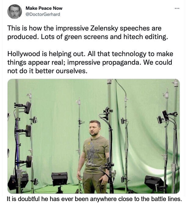 How Mental Midget Zelensky's speeches are produced. | image tagged in ukraine,smoke and mirrors,green screen,coward,zelensky,mental midget | made w/ Imgflip meme maker