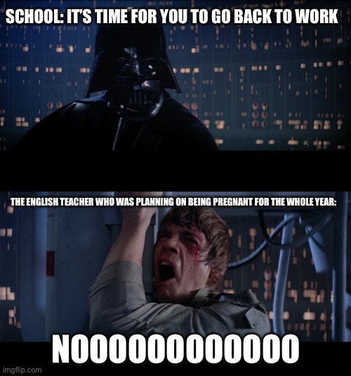 They be cheating the system | SCHOOL: IT’S TIME FOR YOU TO GO BACK TO WORK; THE ENGLISH TEACHER WHO WAS PLANNING ON BEING PREGNANT FOR THE WHOLE YEAR:; NOOOOOOOOOOOO | image tagged in memes,star wars no | made w/ Imgflip meme maker