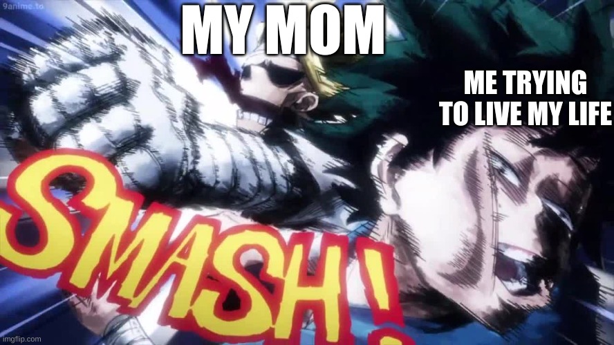 texas smash | MY MOM; ME TRYING TO LIVE MY LIFE | image tagged in smash | made w/ Imgflip meme maker
