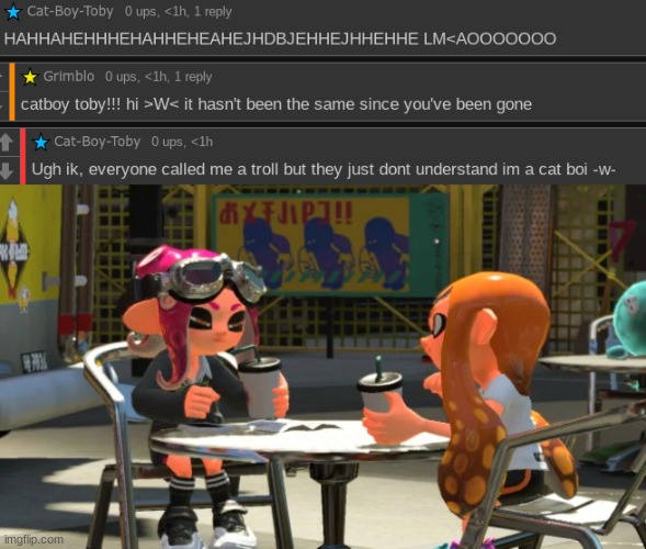 average cringe 9yo meet up | image tagged in pissed octoling | made w/ Imgflip meme maker