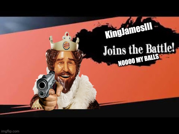 Anyone wanna join? | KingJamesIII; NOOOO MY BALLS | image tagged in super smash bros | made w/ Imgflip meme maker
