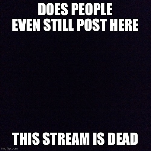 Bruh :( | DOES PEOPLE EVEN STILL POST HERE; THIS STREAM IS DEAD | image tagged in black screen | made w/ Imgflip meme maker
