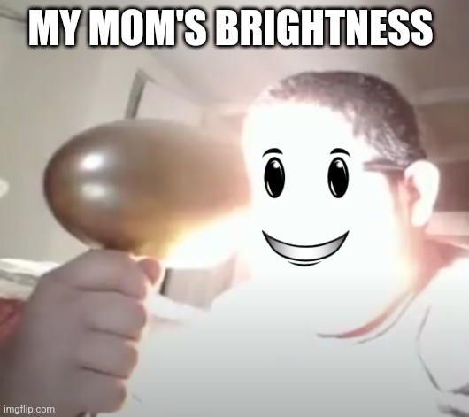 Kid blinding himself | MY MOM'S BRIGHTNESS | image tagged in kid blinding himself | made w/ Imgflip meme maker