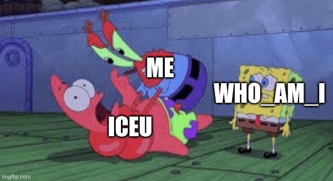 Regarding the leader board | ME ICEU WHO_AM_I | image tagged in mr krabs choking patrick | made w/ Imgflip meme maker