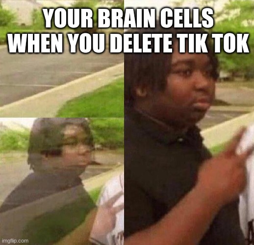 Reappearing Kid | YOUR BRAIN CELLS WHEN YOU DELETE TIK TOK | image tagged in reappearing kid | made w/ Imgflip meme maker
