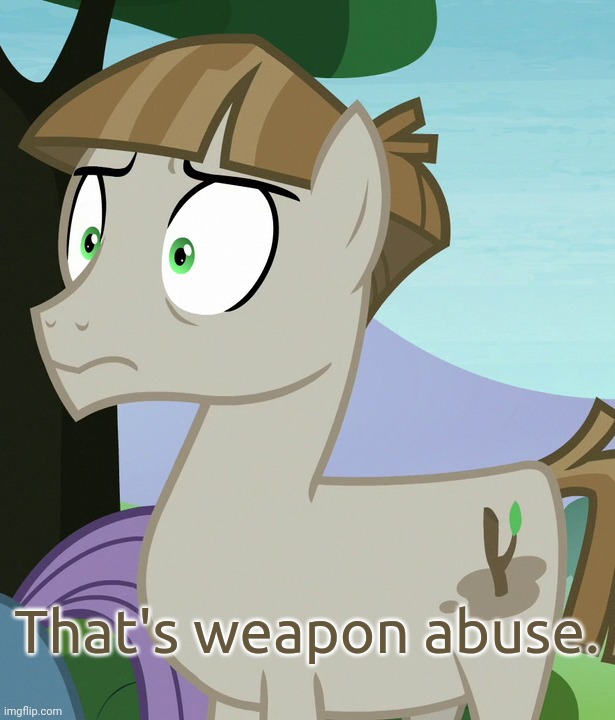 Shocked Mudbriar (MLP) | That's weapon abuse. | image tagged in shocked mudbriar mlp | made w/ Imgflip meme maker