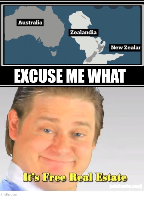 It really is... and its Earth's 8th secret continent. | EXCUSE ME WHAT | image tagged in it's free real estate | made w/ Imgflip meme maker