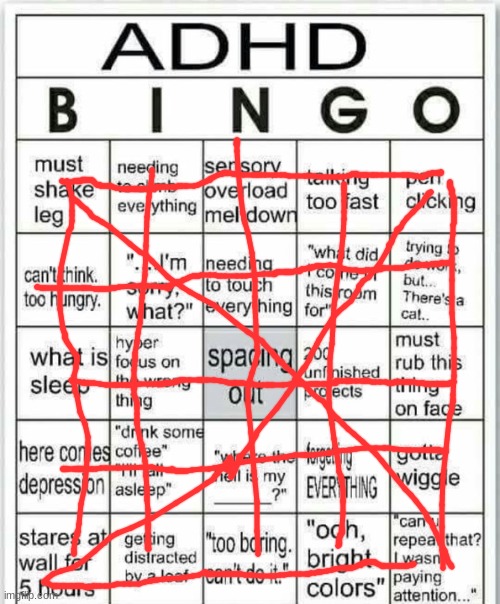 lmao | image tagged in adhd bingo | made w/ Imgflip meme maker