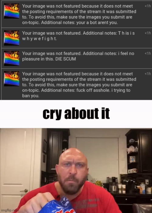 Umberon productions is clown | image tagged in cry about it | made w/ Imgflip meme maker