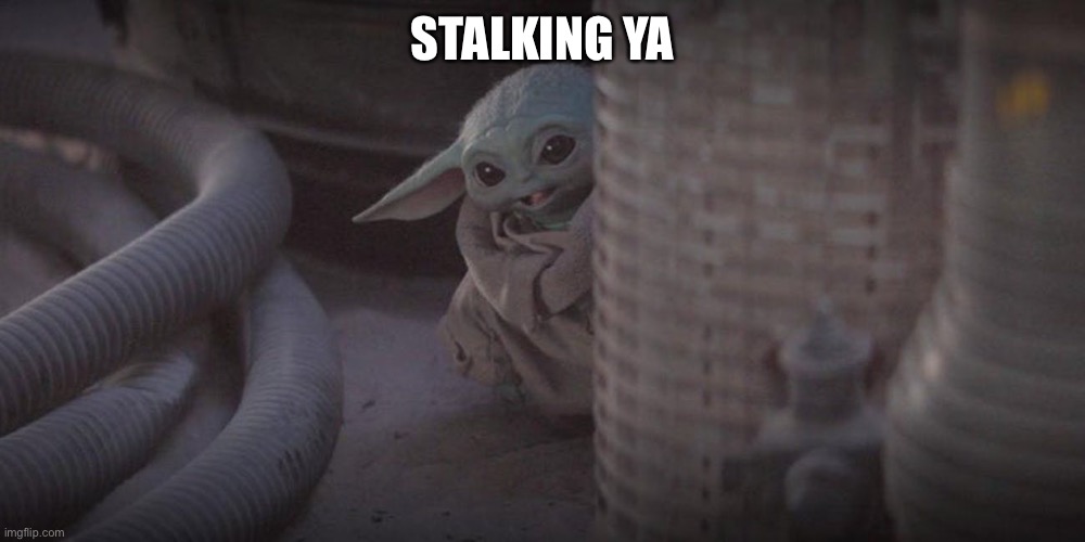 Baby Yoda Peek | STALKING YA | image tagged in baby yoda peek | made w/ Imgflip meme maker