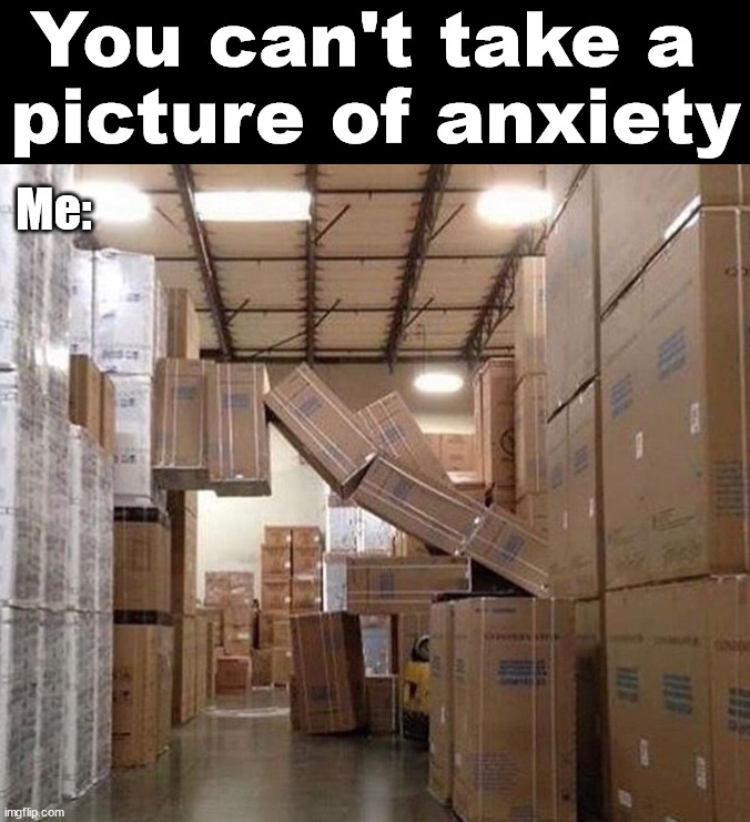You can't take a 
picture of anxiety; Me: | image tagged in anxiety | made w/ Imgflip meme maker