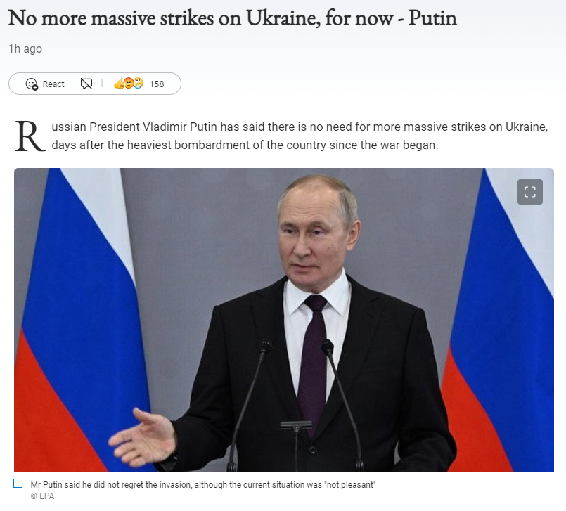Putin no more massive strikes Blank Meme Template