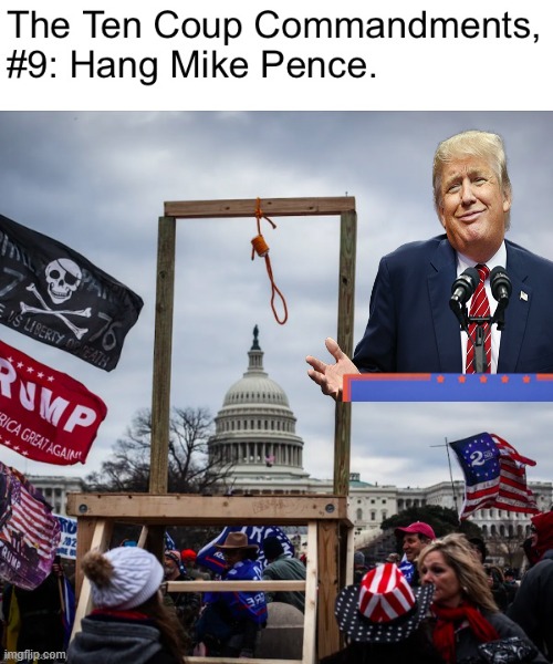 The Ten Coup Commandments #9 Hang Mike Pence | image tagged in the ten coup commandments 9 hang mike pence | made w/ Imgflip meme maker