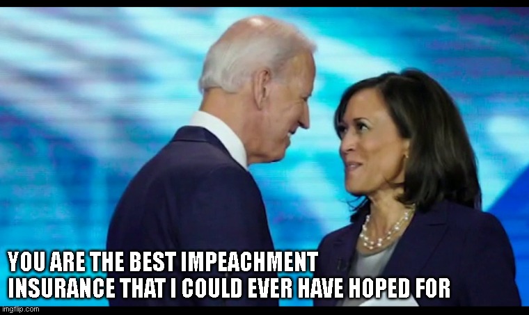 kamala and joe | YOU ARE THE BEST IMPEACHMENT INSURANCE THAT I COULD EVER HAVE HOPED FOR | image tagged in kamala and joe | made w/ Imgflip meme maker