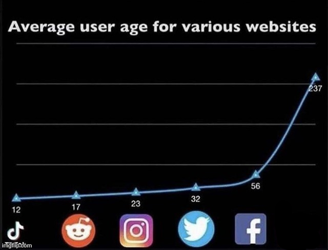 average user age for various websites Blank Meme Template